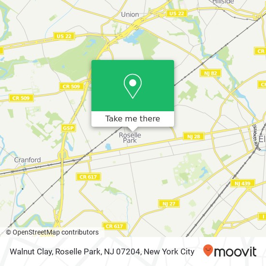 Mapa de Walnut Clay, Roselle Park, NJ 07204