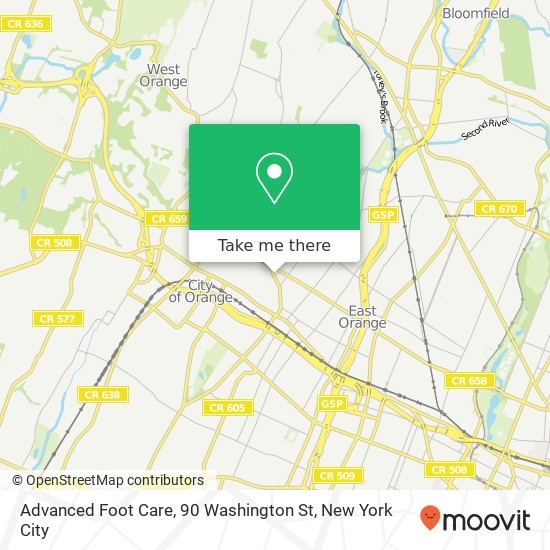 Mapa de Advanced Foot Care, 90 Washington St