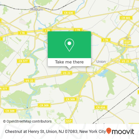 Mapa de Chestnut at Henry St, Union, NJ 07083