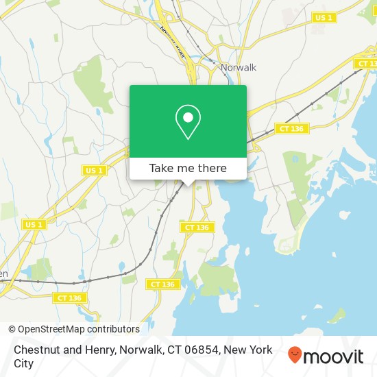 Mapa de Chestnut and Henry, Norwalk, CT 06854