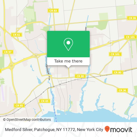 Mapa de Medford Silver, Patchogue, NY 11772