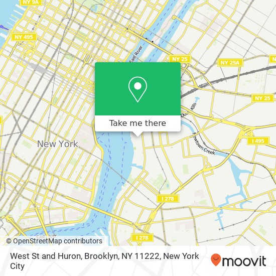Mapa de West St and Huron, Brooklyn, NY 11222