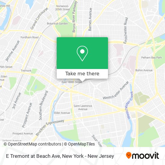 E Tremont at Beach Ave map