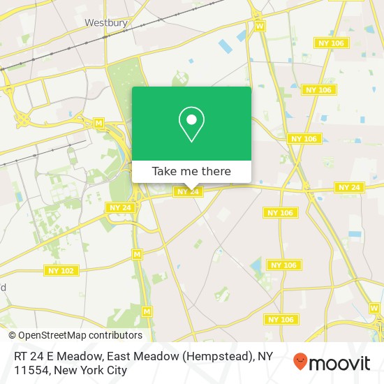 Mapa de RT 24 E Meadow, East Meadow (Hempstead), NY 11554