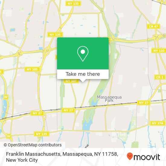 Mapa de Franklin Massachusetts, Massapequa, NY 11758