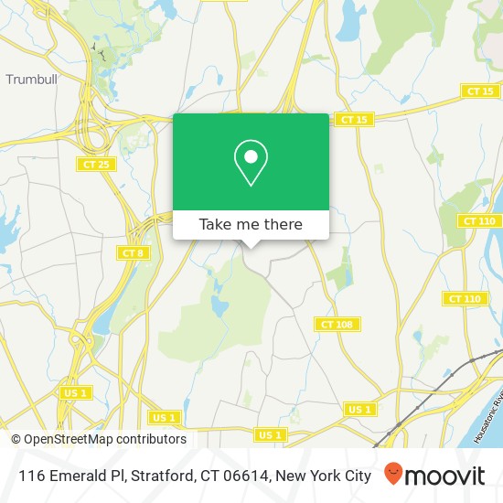 Mapa de 116 Emerald Pl, Stratford, CT 06614