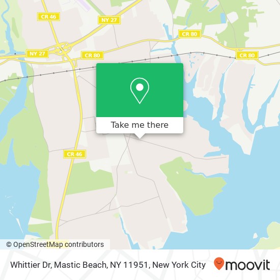 Mapa de Whittier Dr, Mastic Beach, NY 11951