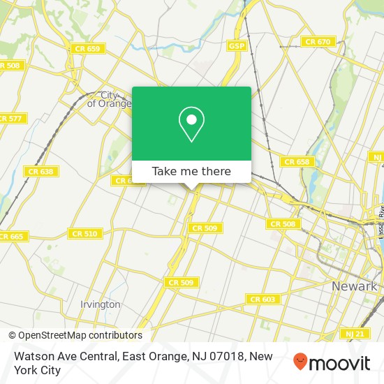 Mapa de Watson Ave Central, East Orange, NJ 07018