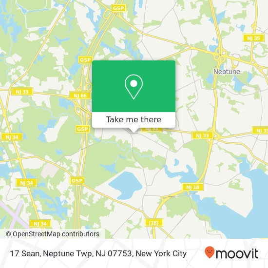 Mapa de 17 Sean, Neptune Twp, NJ 07753