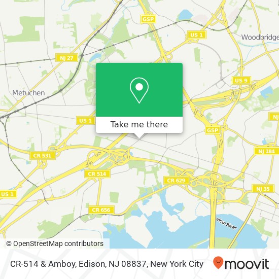 Mapa de CR-514 & Amboy, Edison, NJ 08837
