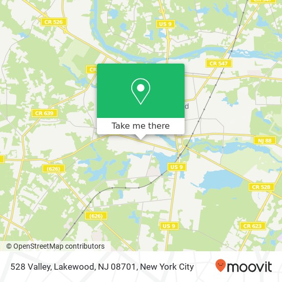 Mapa de 528 Valley, Lakewood, NJ 08701