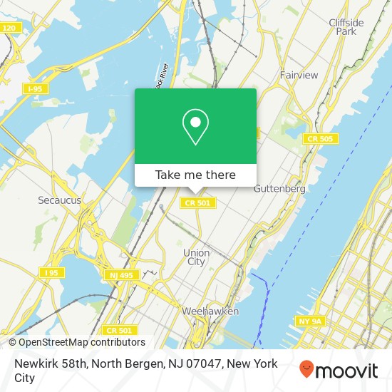Mapa de Newkirk 58th, North Bergen, NJ 07047