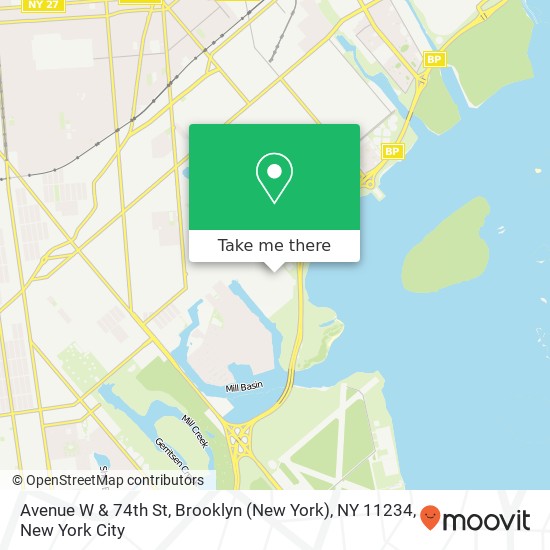 Mapa de Avenue W & 74th St, Brooklyn (New York), NY 11234