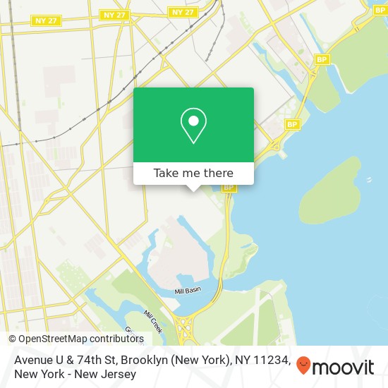 Mapa de Avenue U & 74th St, Brooklyn (New York), NY 11234