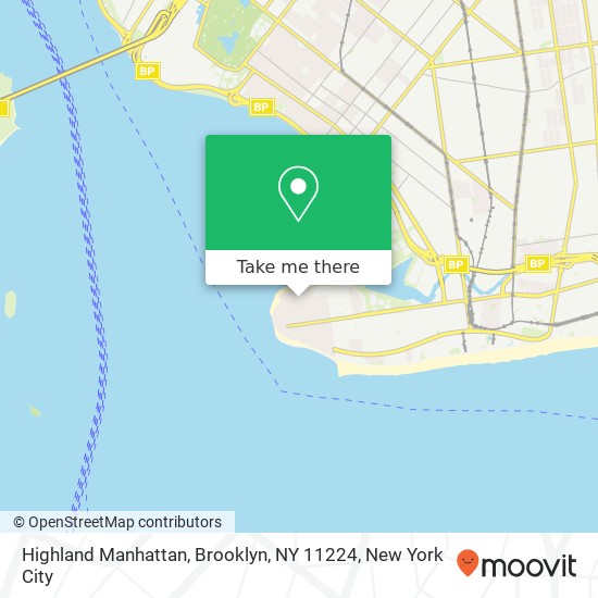 Mapa de Highland Manhattan, Brooklyn, NY 11224