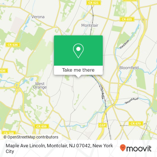 Mapa de Maple Ave Lincoln, Montclair, NJ 07042