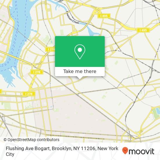 Mapa de Flushing Ave Bogart, Brooklyn, NY 11206