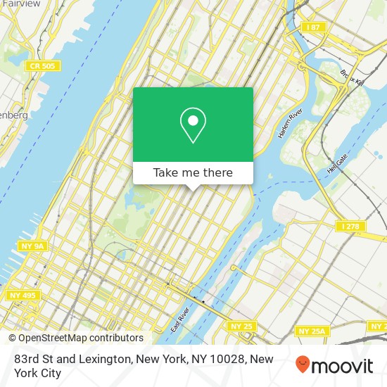 83rd St and Lexington, New York, NY 10028 map