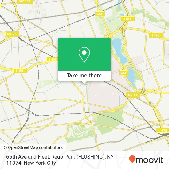 66th Ave and Fleet, Rego Park (FLUSHING), NY 11374 map