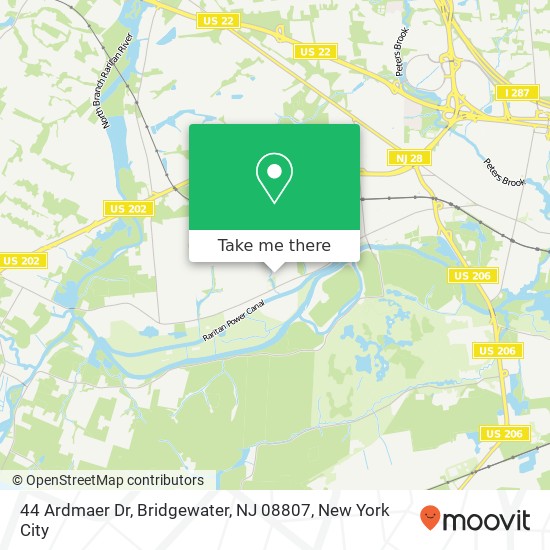 Mapa de 44 Ardmaer Dr, Bridgewater, NJ 08807