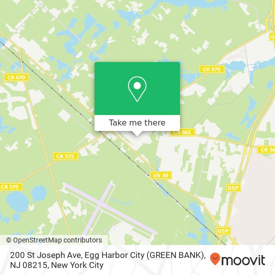 200 St Joseph Ave, Egg Harbor City (GREEN BANK), NJ 08215 map