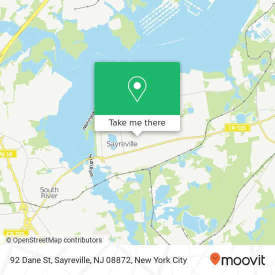 Mapa de 92 Dane St, Sayreville, NJ 08872