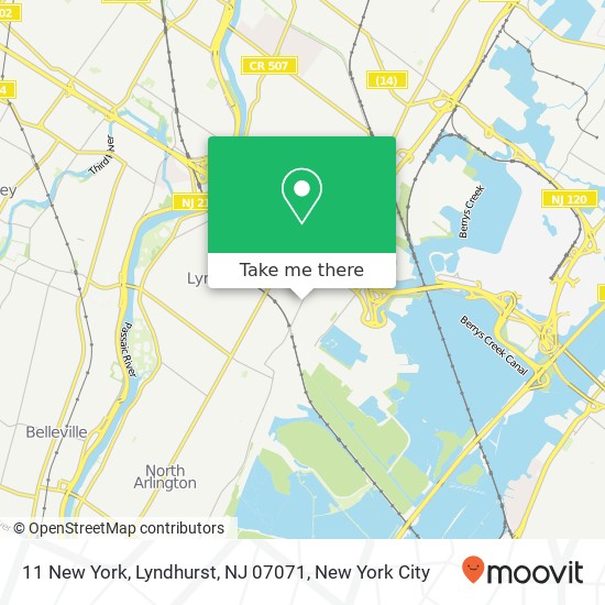 Mapa de 11 New York, Lyndhurst, NJ 07071