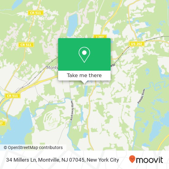 Mapa de 34 Millers Ln, Montville, NJ 07045