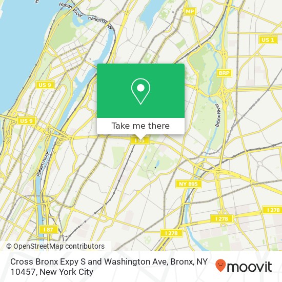 Mapa de Cross Bronx Expy S and Washington Ave, Bronx, NY 10457