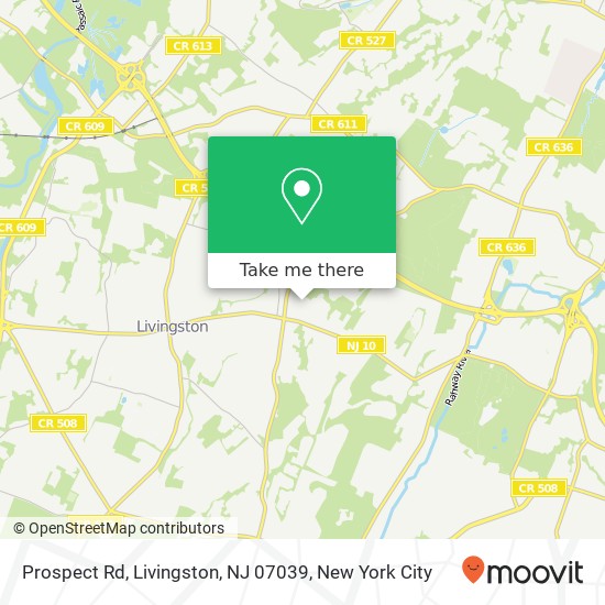 Mapa de Prospect Rd, Livingston, NJ 07039