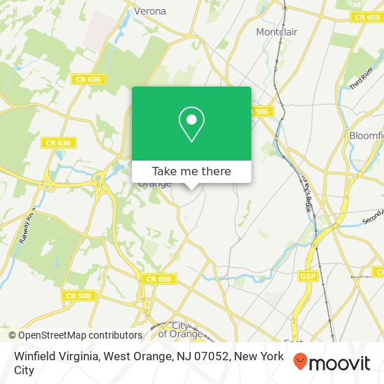 Winfield Virginia, West Orange, NJ 07052 map