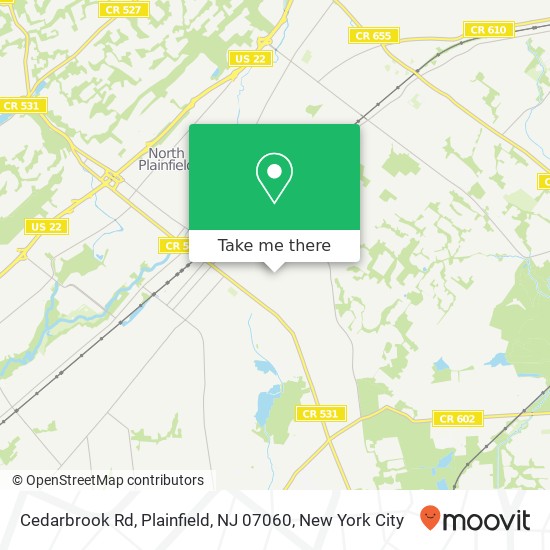 Mapa de Cedarbrook Rd, Plainfield, NJ 07060