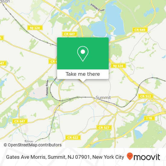 Mapa de Gates Ave Morris, Summit, NJ 07901