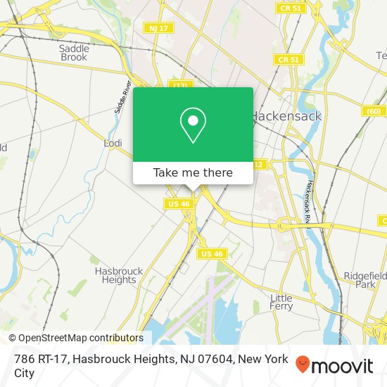 Mapa de 786 RT-17, Hasbrouck Heights, NJ 07604