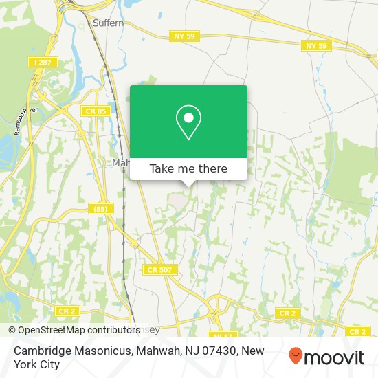 Mapa de Cambridge Masonicus, Mahwah, NJ 07430