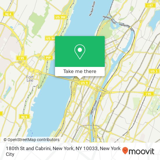 180th St and Cabrini, New York, NY 10033 map