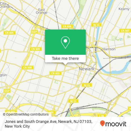 Mapa de Jones and South Orange Ave, Newark, NJ 07103