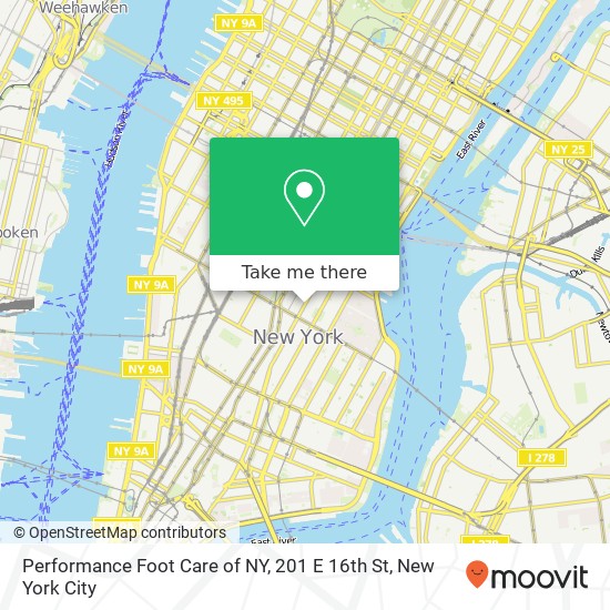 Performance Foot Care of NY, 201 E 16th St map