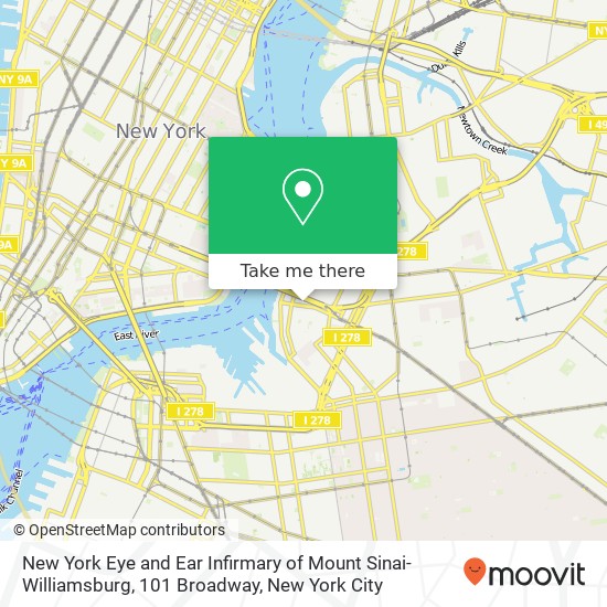 Mapa de New York Eye and Ear Infirmary of Mount Sinai- Williamsburg, 101 Broadway