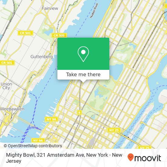 Mapa de Mighty Bowl, 321 Amsterdam Ave