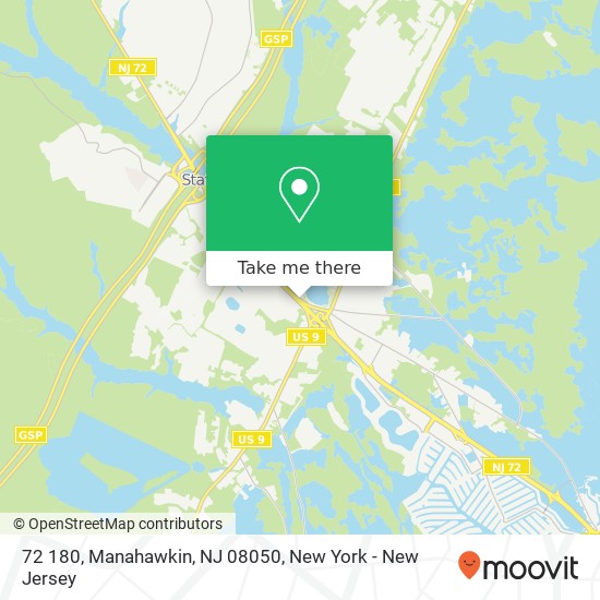 Mapa de 72 180, Manahawkin, NJ 08050