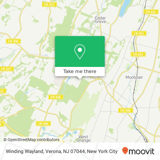 Mapa de Winding Wayland, Verona, NJ 07044