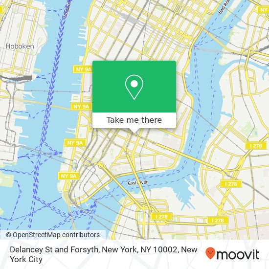 Delancey St and Forsyth, New York, NY 10002 map