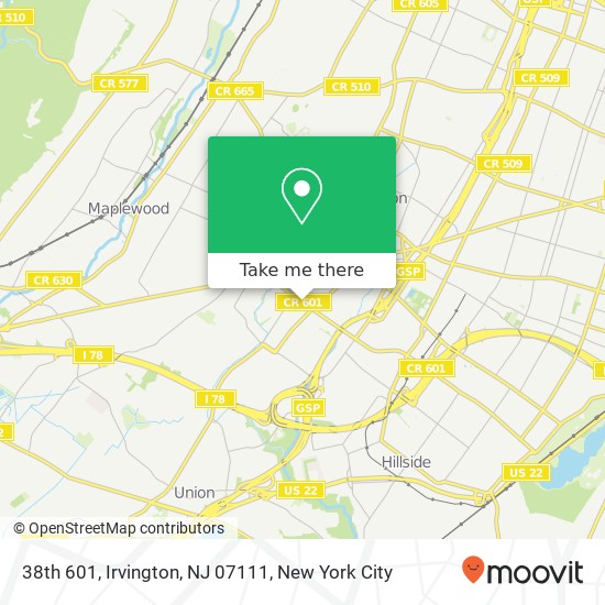 38th 601, Irvington, NJ 07111 map