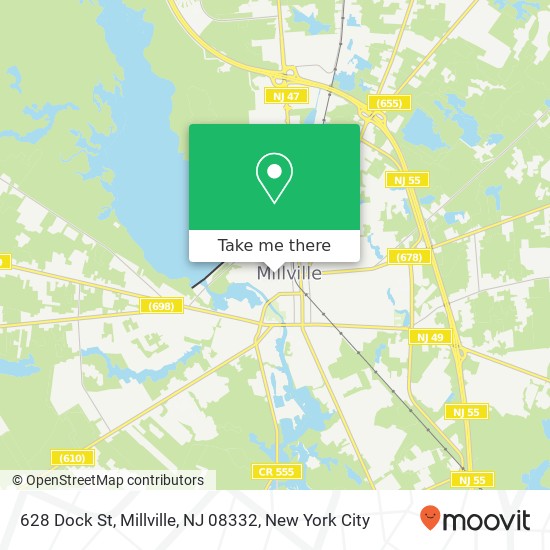 Mapa de 628 Dock St, Millville, NJ 08332