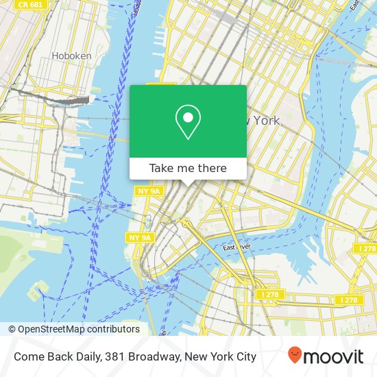 Come Back Daily, 381 Broadway map
