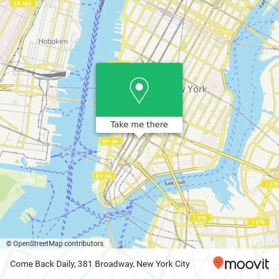 Mapa de Come Back Daily, 381 Broadway