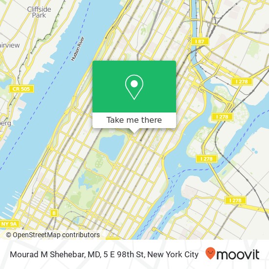 Mapa de Mourad M Shehebar, MD, 5 E 98th St