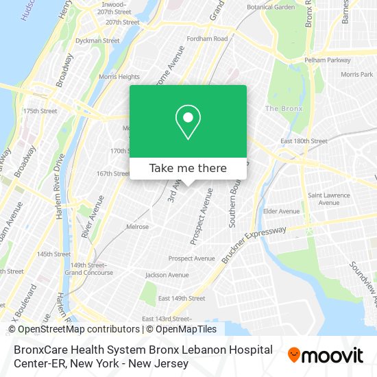 Mapa de BronxCare Health System Bronx Lebanon Hospital Center-ER