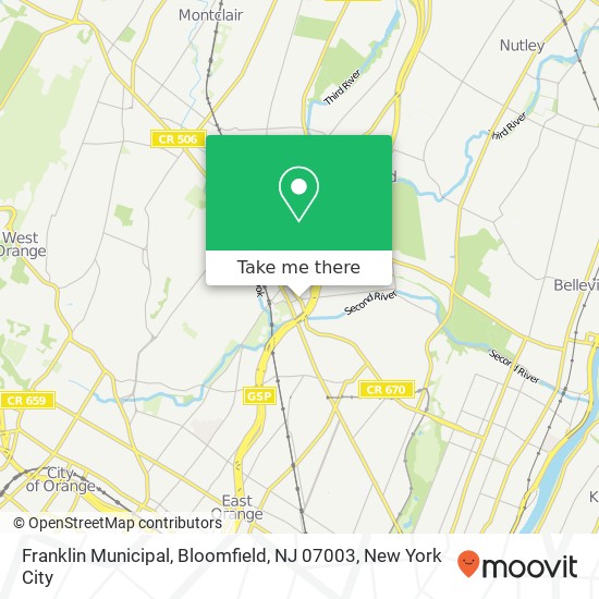 Mapa de Franklin Municipal, Bloomfield, NJ 07003